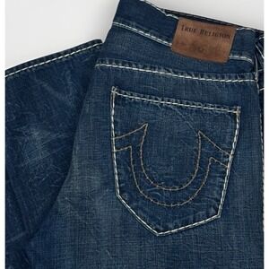 TRUE RELIGION Mens Slim Fit Jeans W34 - 36X34 Stretch  Geno Thick Stitch
